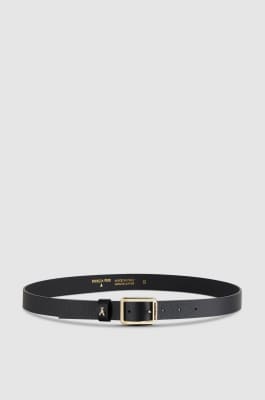 Ceinture taille basse en cuir grainé, Noir, Patrizia Pepe