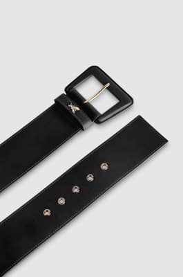 Ceinture taille haute avec doublure en cuir, Noir, Patrizia Pepe