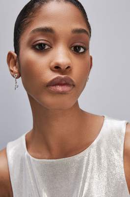 Brass and glass earrings, Silver, Patrizia Pepe