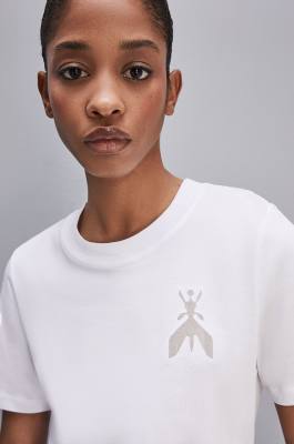 Short-sleeved t-shirt in cotton with Fly patch, White, Patrizia Pepe