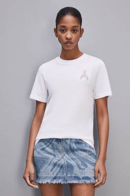 Short-sleeved t-shirt in cotton with Fly patch, White, Patrizia Pepe