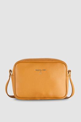 Leather camera bag with inside pocket, Brown, Patrizia Pepe