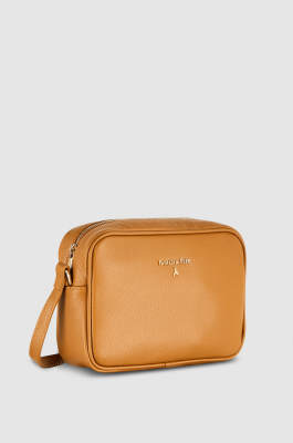 Leather camera bag with inside pocket, Brown, Patrizia Pepe
