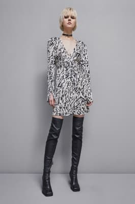 Georgette mini dress, Black, White, Patrizia Pepe
