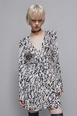 Georgette mini dress, Black, White, Patrizia Pepe