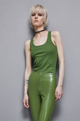 Ribbed cotton top, Green, Patrizia Pepe
