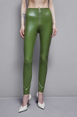 High-waisted faux leather leggings, Green, Patrizia Pepe