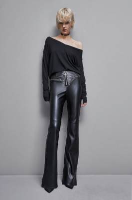 Faux leather high-waisted flared pants, Black, Patrizia Pepe