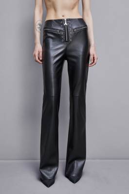 Faux leather high-waisted flared pants, Black, Patrizia Pepe