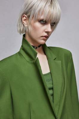 One-button flannel blazer, Green, Patrizia Pepe