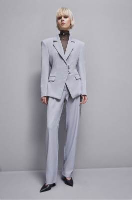 Chaqueta de viscosa elástica con ganchos, Gris