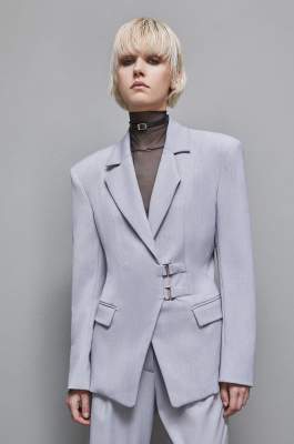 Chaqueta de viscosa elástica con ganchos, Gris