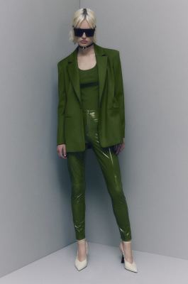 High-waisted faux leather leggings, Green, Patrizia Pepe