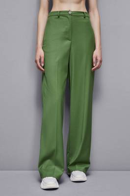 Flannel pants with pleats, Green, Patrizia Pepe