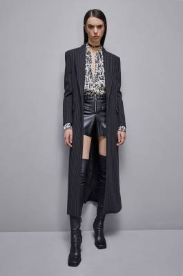 Faux leather low-waisted shorts with zipper, Black, Patrizia Pepe