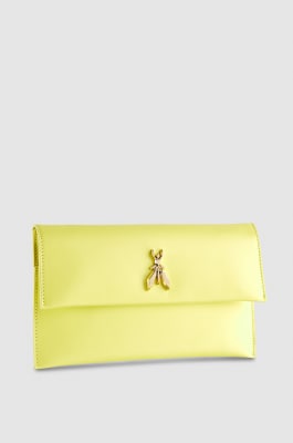 Fly leather clutch bag with chain, Yellow, Patrizia Pepe