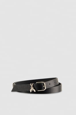 Ceinture en cuir martelé, taille basse, Noir, Patrizia Pepe
