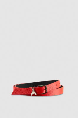 Ceinture en cuir martelé, taille basse, Rouge, Patrizia Pepe