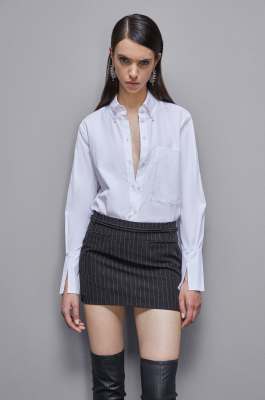 Essential cotton shirt with pocket, White, Patrizia Pepe