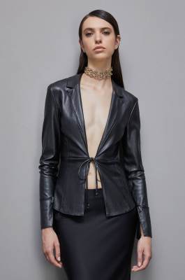 Overshirt-Jacke mit Ledereffekt, Schwarz, Patrizia Pepe