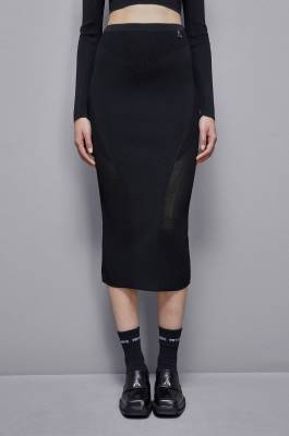 Viscose blend midi skirt, Black, Patrizia Pepe