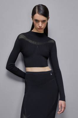 Long-sleeved viscose blend sweater, Black, Patrizia Pepe