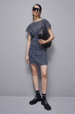 Patterned georgette mini dress, Blue, Patrizia Pepe
