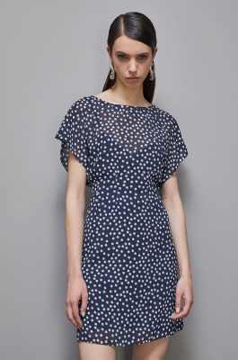 Patterned georgette mini dress, Blue, Patrizia Pepe
