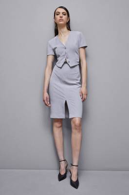 Sleeveless midi dress in poly viscose, Grey, Patrizia Pepe