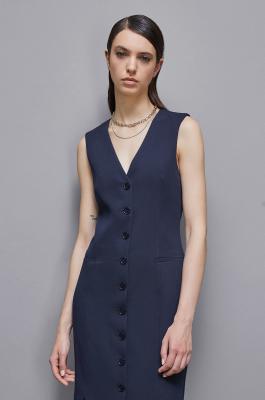 Gabardine shirt dress with slits, Blue, Patrizia Pepe