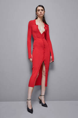 Viscose blend shirt dress, Red, Patrizia Pepe