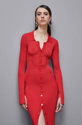 Viscose blend shirt dress, Red, Patrizia Pepe