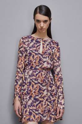 Patterned georgette mini dress, Multicolor, Patrizia Pepe