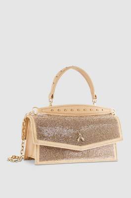 Fly Bamby shoulder bag with rhinestones, Beige, Patrizia Pepe