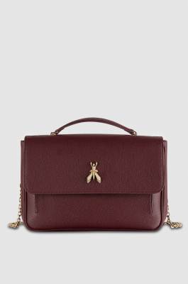 Fly leather shoulder bag with chain, Purple, Patrizia Pepe