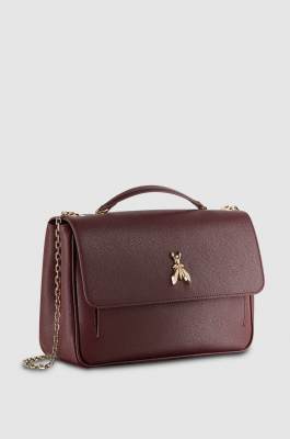 Fly leather shoulder bag with chain, Purple, Patrizia Pepe