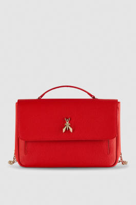 Fly leather shoulder bag with chain, Red, Patrizia Pepe