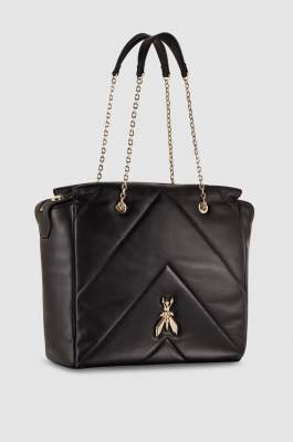 Leather bucket bag with zipper, Black, Patrizia Pepe