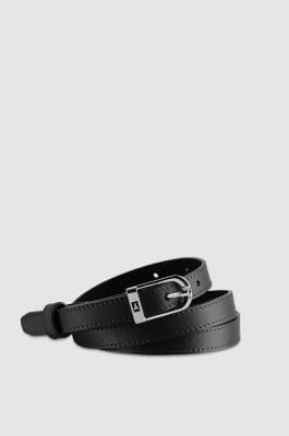 Ceinture en cuir lisse taille basse, Noir, Patrizia Pepe