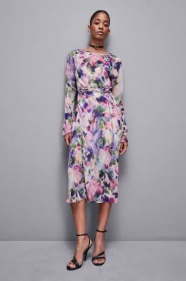 Patterned chiffon midi dress, Multicolor, Patrizia Pepe