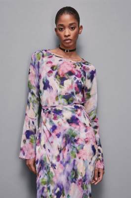 Patterned chiffon midi dress, Multicolor, Patrizia Pepe