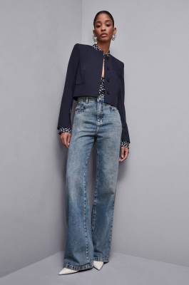 Chaqueta estilo marsina de gabardina, Azul