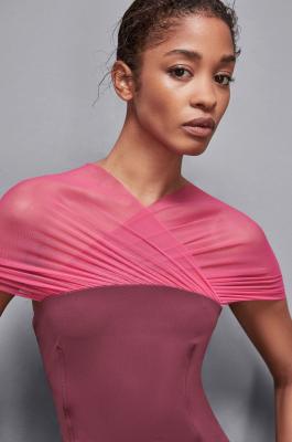 Robe courte en jersey et tulle, Rose, Violet, Patrizia Pepe