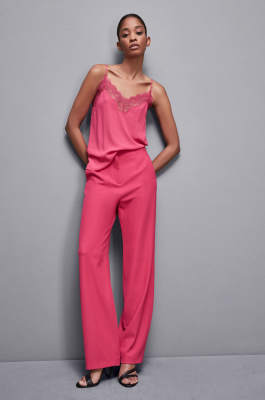 Top mit Spitze aus Krepp Essential, Rosa, Patrizia Pepe
