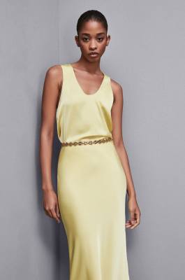 Chemisier en satin brillant, Jaune, Patrizia Pepe