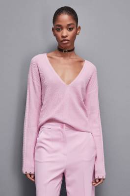Essential wool ribbed sweater, Pink, Patrizia Pepe