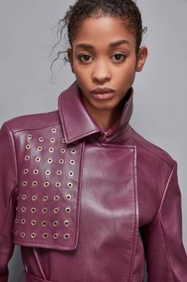 Trench coat with metal eyelets, Red, Patrizia Pepe