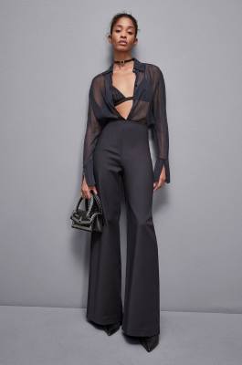 High-waisted palazzo pants, Black, Patrizia Pepe
