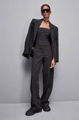 Pinstripe flannel pants, Black, Patrizia Pepe