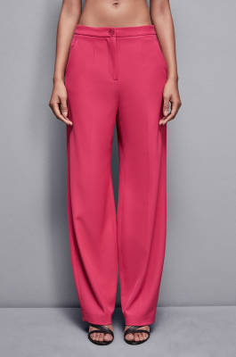 Pleated pants in stretch fabric, Pink, Patrizia Pepe
